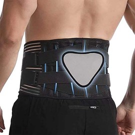 Cinturón de Soporte LumbaSoporte Lumbar para Hombres y Mujeres, Faja Lumbar para Espalda Aliviar Dolor y Lesiones, Correas Ajustables y Almohadilla...