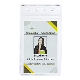Sormasha Porta Gafete o Credencial, PVC Alta Transparencia Calibre S10 Mod. SOPV-9190. 12 Piezas