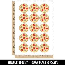 Pepperoni Mushroom Pizza Doodle Temporary Tattoo Water Resistant Fake Body Art Set Collection - 15 2" Tattoos (1 Sheet)