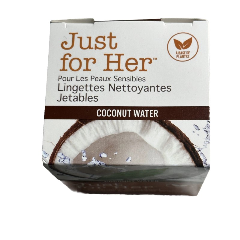 Just for Her Flushable Cleansing Wipes Coconut Water Individually wrapped