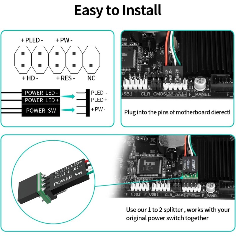 Gebildet 2 Pieces 12mm Chassis Switch Host Metal Button Desktop