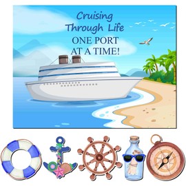 Kanayu 6 Pcs Cruise Door Decorations Magnetic Large Cruise Ship Decorations Magnets Anchor Cruise Door Decor Car Fridge Magnet Decal for Carnival Stateroom Door(Sea)