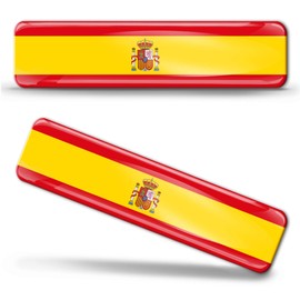 2 x 3D Domed Silicone Stickers Decals Spain National Spanish Flag Car Motorcycle Helmet F 21