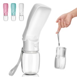 Veepaxx Pet Water Bottle for Walking Dog Drinker: Portable Folding Water Fountain - Includes Water Tank for Walking Dogs - Leak Proof Easy Hydration - 350ml Acrylic Butadiene Styrene (ABS) White Pet
