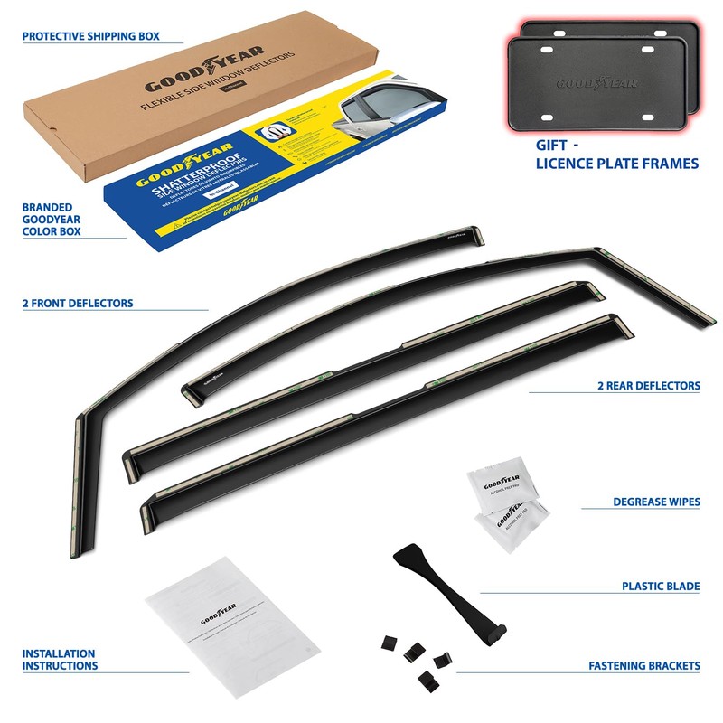 Goodyear Shatterproof in-Channel Window Deflectors for Toyota Sienna 2011-2020, Rain