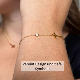 Beautiful Cross Necklace Gold Set as Christian Gifts for Women Elegant Women's Jewellery Set with Cross as a Christian Gift Idea Also Ideal as Christian Jewellery Women Gift, Stainless Steel