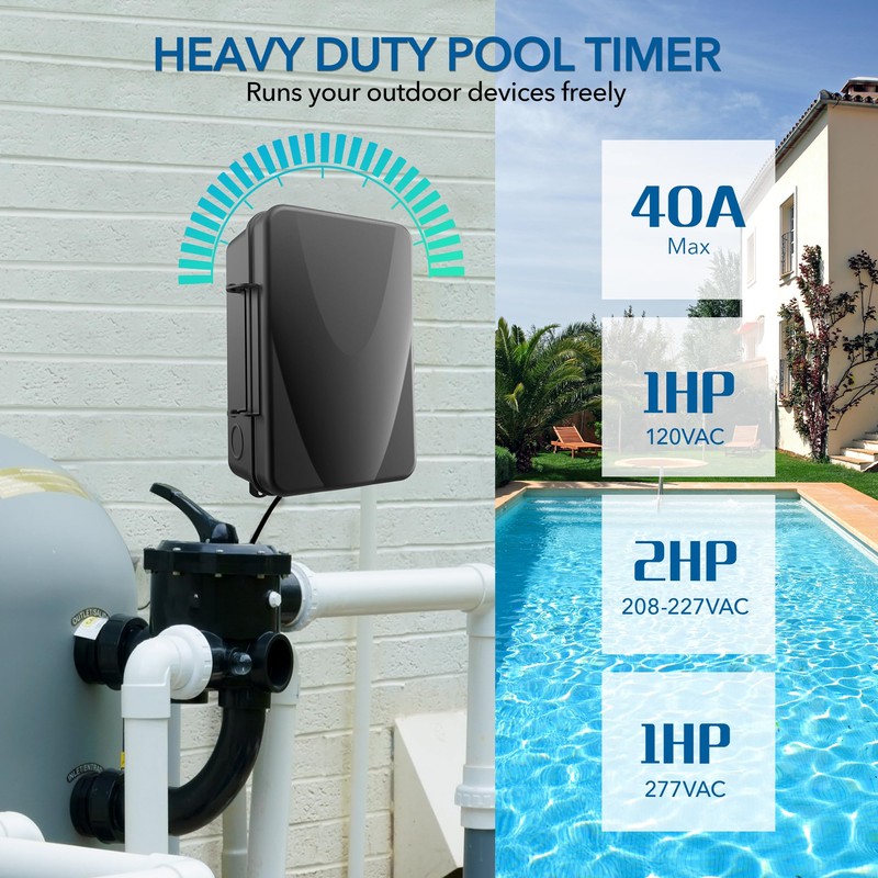 BN-LINK Pool Timer, Outdoor Mechanical Timer Switch for Water Heater,