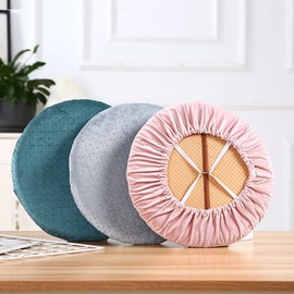 Kelendle Memory Foam Stool Cushion Round Padded Bar Stool Covers Cushions Velvet Round Chair Seat Cushions Slipcover Elastic Non-Slip Band Removable Washable Zipper for Wood Metal Stools Pink 11.8in