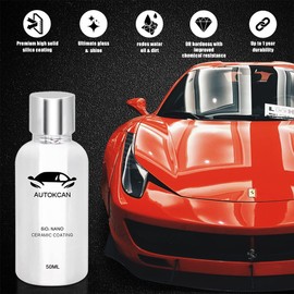 Autokcan 10H Nano Ceramic Coating for Cars, 50ML High Gloss Anti-Scratch SiO2 Ceramic Car Coating Kit, Plastic, Glass, Wheel Polishing, Hydrophobic, Long Lasting Protection
