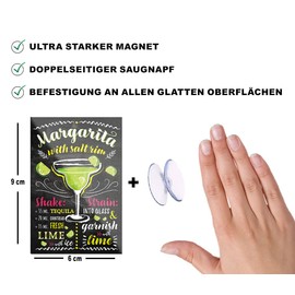 schilderkreis24 Cocktail Recipe Magnet Alcohol Spirits Decorative Fridge Magnet Humour Gift Idea Birthday Christmas 9 x 6 cm (Margarita)