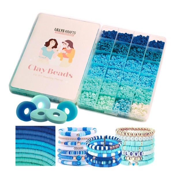 Premium Clay Beads, 6000 Pcs Blue Clay Beads Refill with