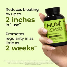 HUM Flatter Me Digestive Enzymes with Probiotics & Prebiotics - Fast-Acting Bloat Relief, Digestive Health and Regularity, Vegan Formula 60 Servings