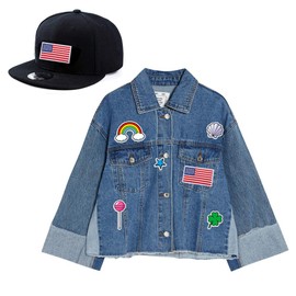 2 PCS USA Flag Patches Embroidered Appliques with White Border Iron On Sew On Stickers United States of America Logo Badge for Hats,Bags,Shoes