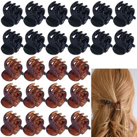 Hair Clips, 24 Pieces Mini Hair Clips Barrettes Hair Clips Hair Clips Non-Slip for Women Small Hair Clips Suitable for Girls and Women (Black & Brown)