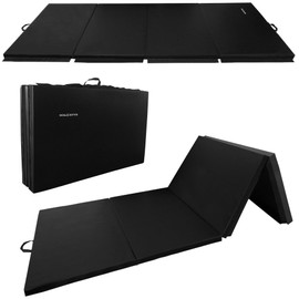 BalanceFrom GoGym All-Purpose 4'x10'x2" Extra Thick High Density Anti-Tear Gymnastics Gym Folding Exercise Aerobics Mats Black
