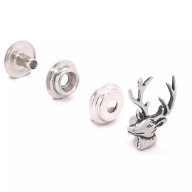 Stecksstore Deer Head Left Facing Nickel Decorative Snap Set 1" 1265-26 Stecksstore