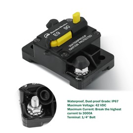 LENKRAD 90 Amp Marine Circuit Breaker Resettable 90A with Manual Reset Switch Button for Boat, Trolling, RV, Yacht, 12V - 48V DC, Waterproof, Surface Mount(90 Amp Boat Circuit Breaker)