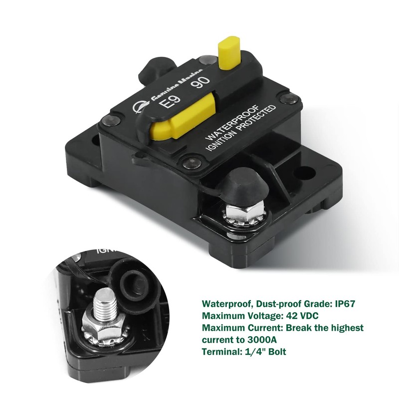 LENKRAD 90 Amp Marine Circuit Breaker Resettable 90A with Manual