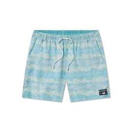 Southern Marsh Shoals Seawash Swim Trunk - Mayan Watercolor, Blue and Lime, Small