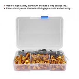 Aramox Universal 177pcs Aluminium Motorcycle Screws Fairing Screw M5 M6 Washer Kit, Suitable for Sports Bikes (Gold)
