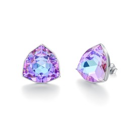 TOUPOP Amethyst Earrings for Women Sterling Silver February Birthstone Earrings Heart Crystal Stud Jewelry Christmas Valentine Mothers Day Birthday Gifts for Women Her Wife