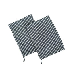 Eight Owls Stonewashed Linen Kitchen Dish Towels - 20 x 27 inch – 100% Pure Linen Tea Towel/Hand Towel - Set of 2 (Navy Stripe)