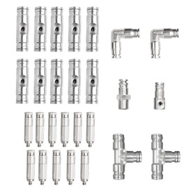 High-Performance Brass Patio Misting Kit – 11 Brass Anti-Drip Micro-Nozzles & 16 1/4″ Slip Connectors for High-Pressure Outdoor Cooling Misting (UNC 10/24, 0.012″ Precision Orifice, 280-1500 psi)