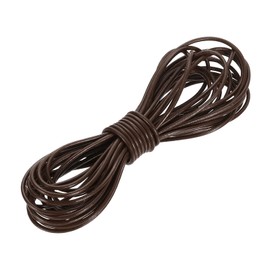 sourcing map Round Leather Cord, 5.5 Yard 2 Mm Leather String Strips Lacing for DIY Crafts Making Bracelet Purse Strap, Dark Brown