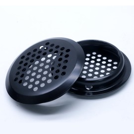 Auvotuis 20Pcs Circular Air Vents Black Soffit Vent, Stainless Steel Round Vent Mesh Hole Louver for Kitchen Bathroom Cabinet Wardrobe, 2"(53mm) Mounting Diameter