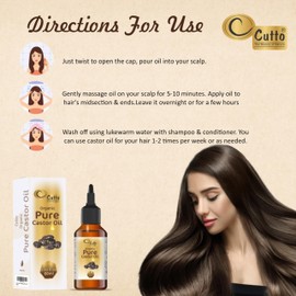 Organic Pure Castor Oil (60 ML) USDA Certified Cold-Pressed, 100% Pure, No GMO, NO Heat treatment, Hexane Free Castor Oil - Moisturizing & Healing, For Dry Skin, Hair Growth, Massage, Lash Growth