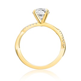 Effinny 2.0ct Moissanite Engagement Ring,D Color VVS1 Clarity,8mm Round Brilliant Cut,4-Prong Twist Band 925 Sterling Silver Promise Ring, Metal, Moissanite