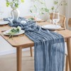 Asee'm 3pcs Cheesecloth Table Runner 120 Inches Dusty Blue Boho