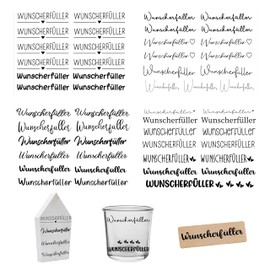 FloraVigo 4 Rub On Stickers, Approx. A5 19 x 14 cm, Sayings, Wipeable Film for Birthday, Keraflott, Wedding, Home, Furniture, Glass, Wood, Photo Album, DIY, Sticker Aesthetics (Wish Fulfilment)