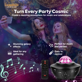 Star Galaxy Projector with Bluetooth Speaker LED Night Light for Bedroom, Kids, Adults 360° Rotating Nebula Lamp with Timer, Remote Control,Adjustable Brightness for Home, Relaxation and Sleep
