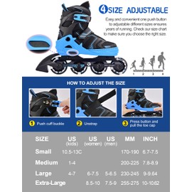 Kuxuan Skates Adjustable Inline Skates for Women Men, Kids Roller Skates Ages 4-12 with Light Up Wheels, Teen Skates for Beginner Girl Boy