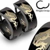 Unisex Stainless Steel Folding Hoop Earrings Dragon Hoop Earrings Black,