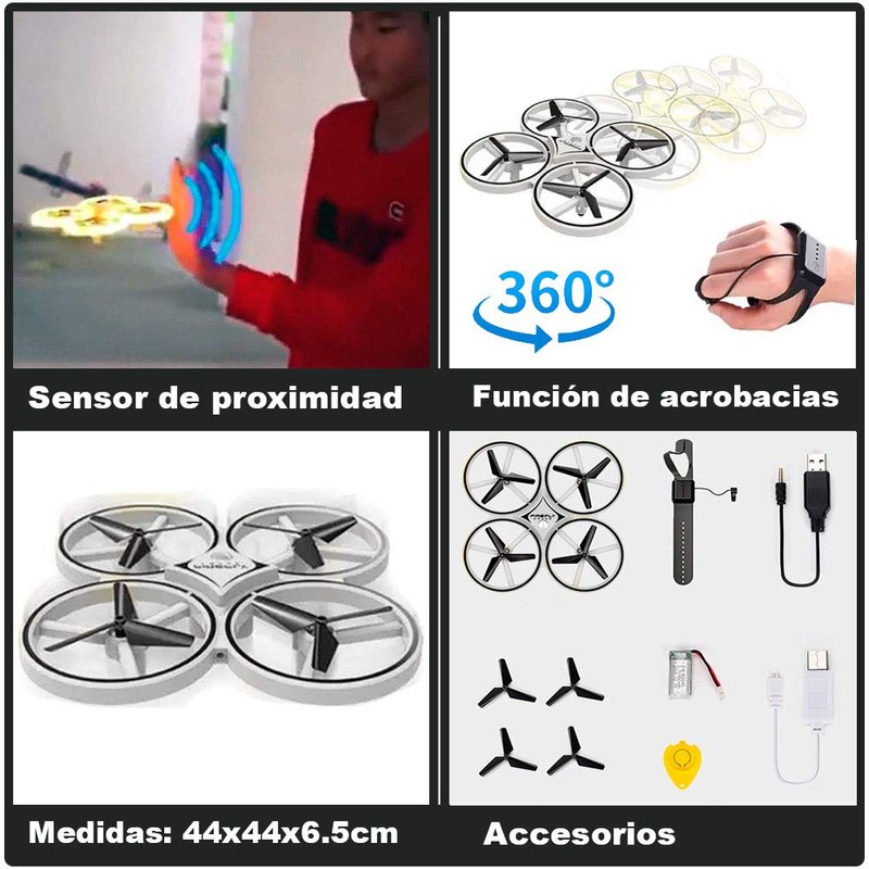 VAK Drone 1841 Control por Mano Elude OBSTACULOS Acrobacias