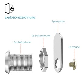 shinfly Letterbox Lock, Letter Box Lock, 20 mm with 5 Different Keys, 4 Keys, Post Box Lock, Drawer, Cabinet Door Lock