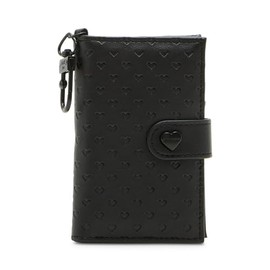 Betsey Johnson Women's XOLEAH Card Case with Key Chain, Black, One Size