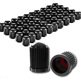 Universal Tyre Valve Dust Caps, Black, Pack of 12, Rubber Ring Seal