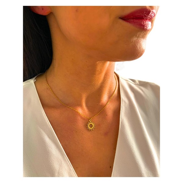 NataschaWoge® SONNE Pünktchen minimalistischer Schmuck EDELSTAHL Gold Silber Kette Halskette