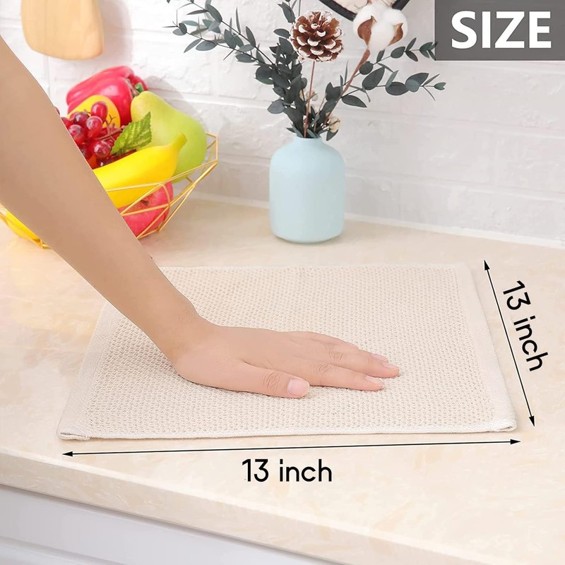 LONGHAOCHA 100% Cotton Kitchen Dish Cloths, Waffle Weave Ultra Soft