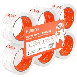 MUNBYN Heavy Duty Packing Tape,6 Rolls Clear Packing Tape for Moving Boxes and Packaging Supplies,1.88" x 60 Yards Per Roll,2.7 mil,Moving Packaging Shipping, Office & Storage