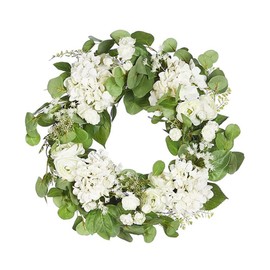 24" Spring Artificial Hydrangea Ranunculus Wreath Silk Floral for Front Door,Farmhouse,Home Décor