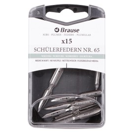 Brause 150065B - Pack of 15 Metal Nibs Students for Drawing and Writing, Ideal for Calligraphy, 1 Box