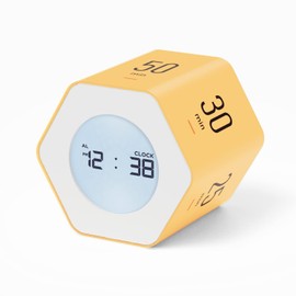 Mooas Multi Hexagon Clock Timer Ver2, Timer for Study, 12/24 Hour Mode, Count Up/Down Timer, 6 Types of Time Settings, Backlit Display, Pomodoro Timer, Rotating Display, Kitchen Timer, Cooking Timer