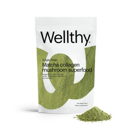 Wellthy Collagen Superfood Powder, Supports Hair, Skin, Nails, Cognition & Energy, Matcha, Mushroom Powder - Organic Lion's & Cordyceps Extracts, Certified Organic Matcha, Allergen-Free & Non-GMO
