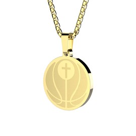 Phoenix Angela Jewelry Crafted Sports Pendant Necklace Baseball Football Soccer Basketball Volleyball Team Coach Gift Inspirational Pendant for Teens Women Men Athletes Gifts (Basketball-Gold)