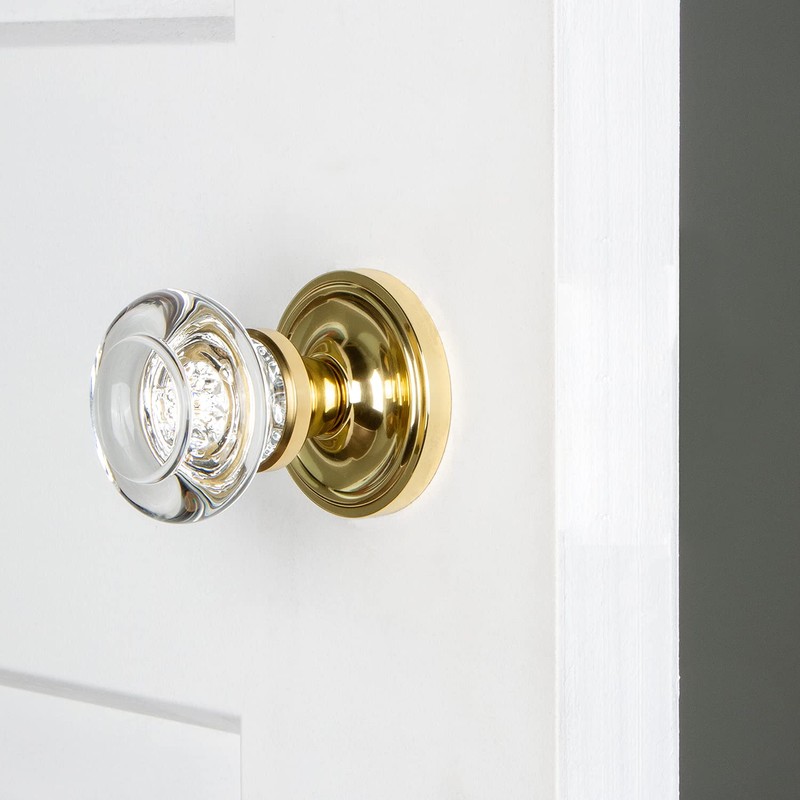 Nostalgic Warehouse Classic Rosette Round Clear Crystal Door Knob