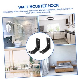 STOBAZA 2 Pack Hooks Wall Mount Hooks Foldable Towel Holder Aluminium Alloy with Waterproof Sponge Pad for Home Decor